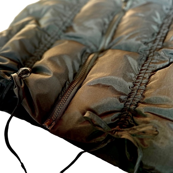 Black Poof Puffer Vest Ruched Tie Drawstrings - Picture 4 of 5